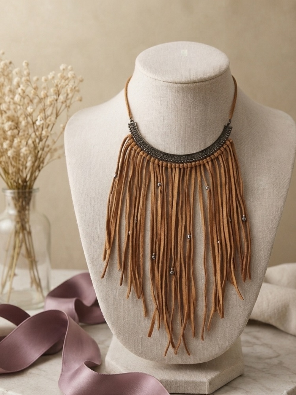 Boho Chic Statement American Eagle Fringe Necklace